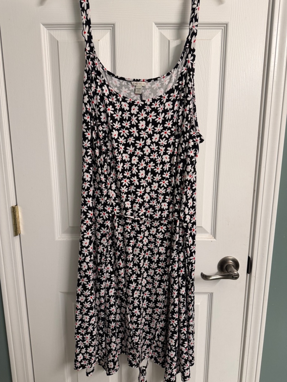 Cato Black Midi Sundress with White & Pink Daisy Print